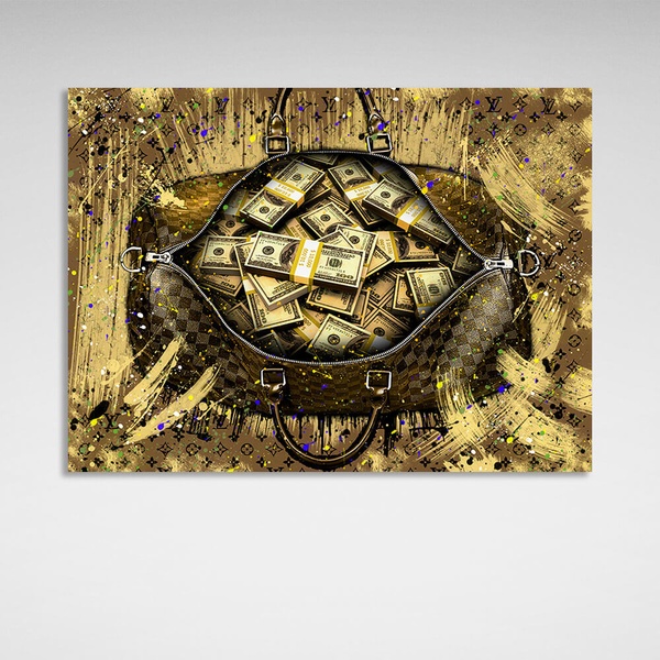 Картина на полотні сумка з грошима, 30х40 см, Холст поліестеровий