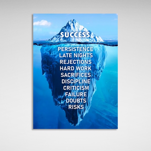Картина на холсті для мотивації Success iceberg, 30х40 см, Холст поліестеровий
