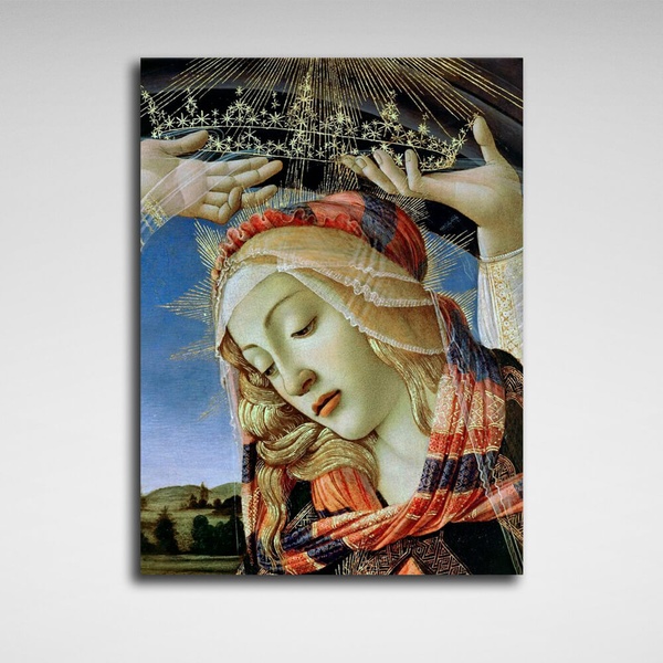 Картина на холсті репродукція Мадонна Магніфікат Тондо Сандро Боттічеллі, 30х40 см, Холст поліестеровий