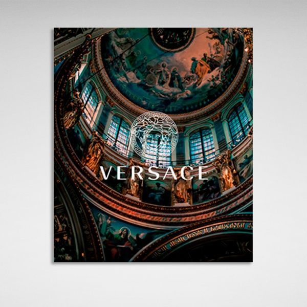 Картина на холсте храм с надписью в центре VERSACE, 30х40 см, Холст полиэстеровый