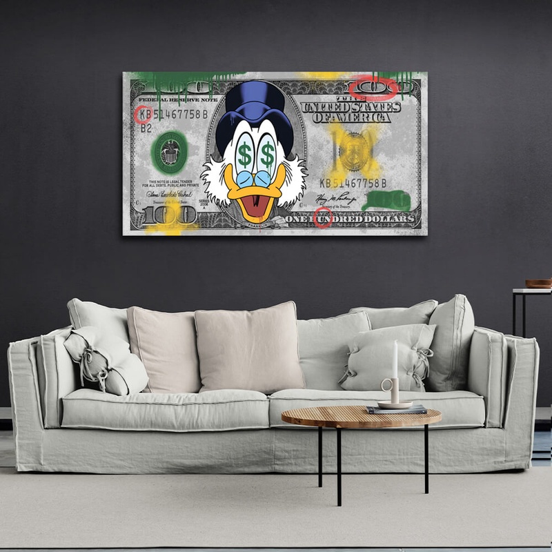 Картина на холсте Скрудж доллар, 30х60 см, Холст полиэстеровый