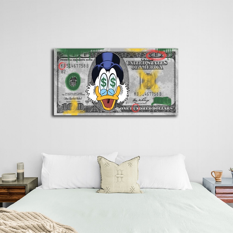 Картина на холсте Скрудж доллар, 30х60 см, Холст полиэстеровый