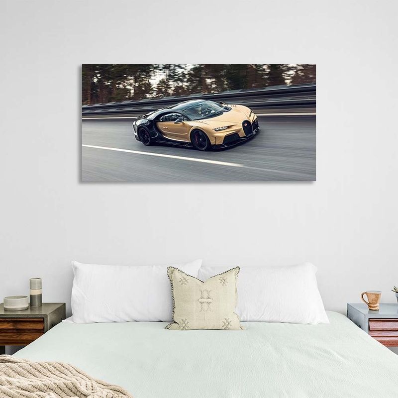 Картина на полотні на стіну машина Bugatti Chiron Super Sport, 30х60 см, Холст поліестеровий
