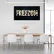 Картина на полотні напис FREEDOM на темно синьому тлі, 30х60 см, Холст поліестеровий