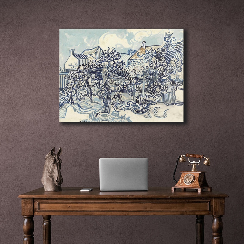 Картина на холсті репродукція Старий виноградник та селянка Ван Гог, 30х40 см, Холст поліестеровий