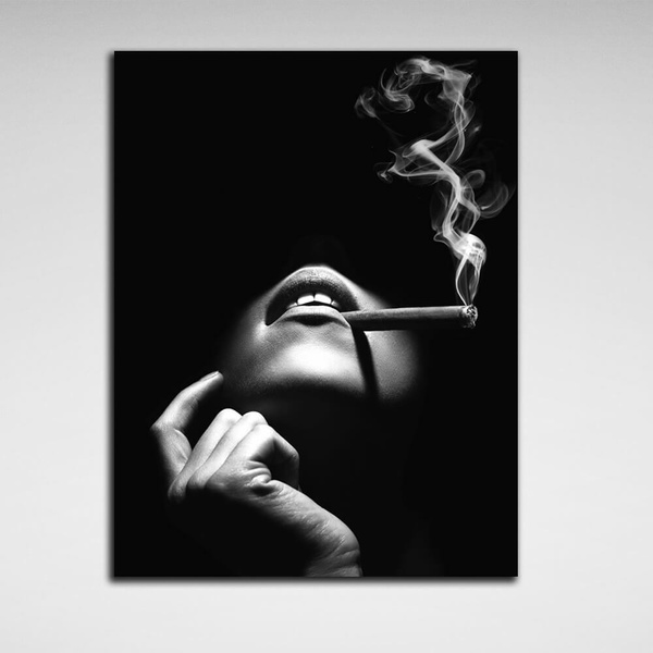 Картина на холсті для дому Smoking women, 30х40 см, Холст поліестеровий