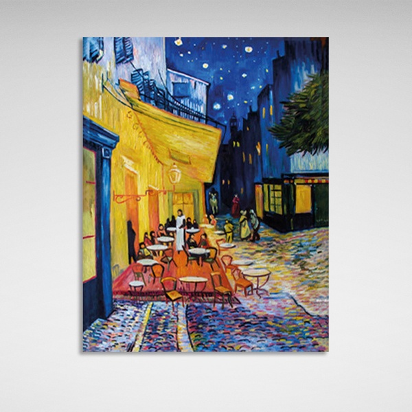 Картина на полотні репродукція Нічна тераса кафе Вінсент ван Гог, 30х40 см, Холст поліестеровий
