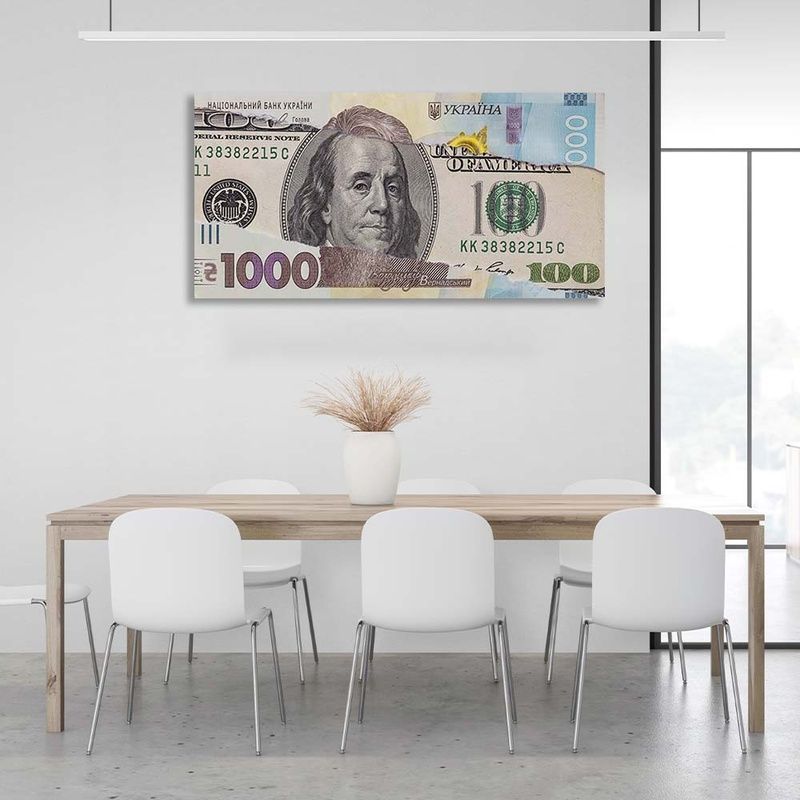 Картина на холсте на стену для мотивации для офиса $100 в ₴1000, 30х60 см, Холст полиэстеровый