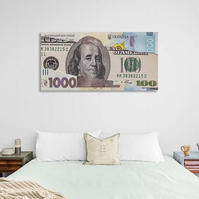 Картина на холсте на стену для мотивации для офиса $100 в ₴1000, 30х60 см, Холст полиэстеровый
