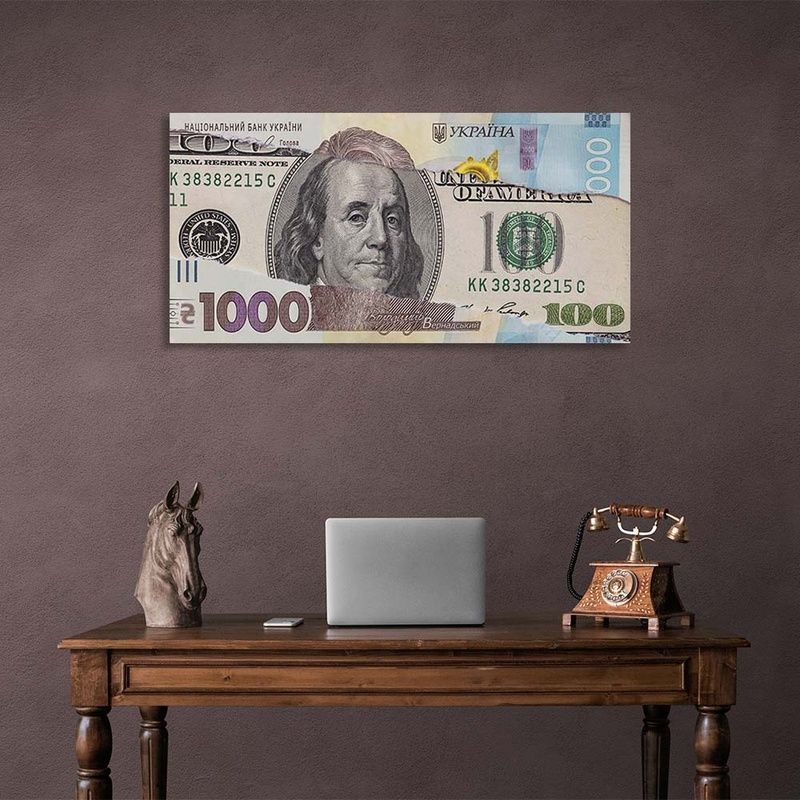 Картина на холсте на стену для мотивации для офиса $100 в ₴1000, 30х60 см, Холст полиэстеровый