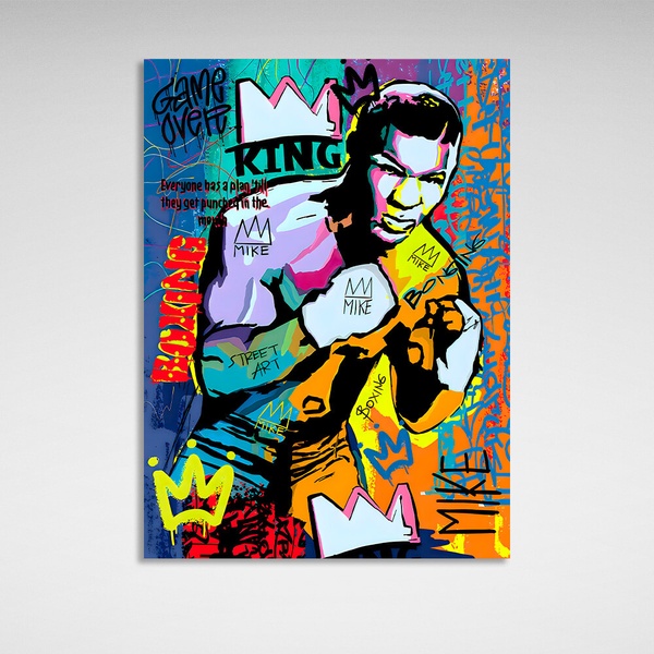 Картина на полотні боксер Майк Тайсон у стилі графіті на полотні, 30х40 см, Холст поліестеровий