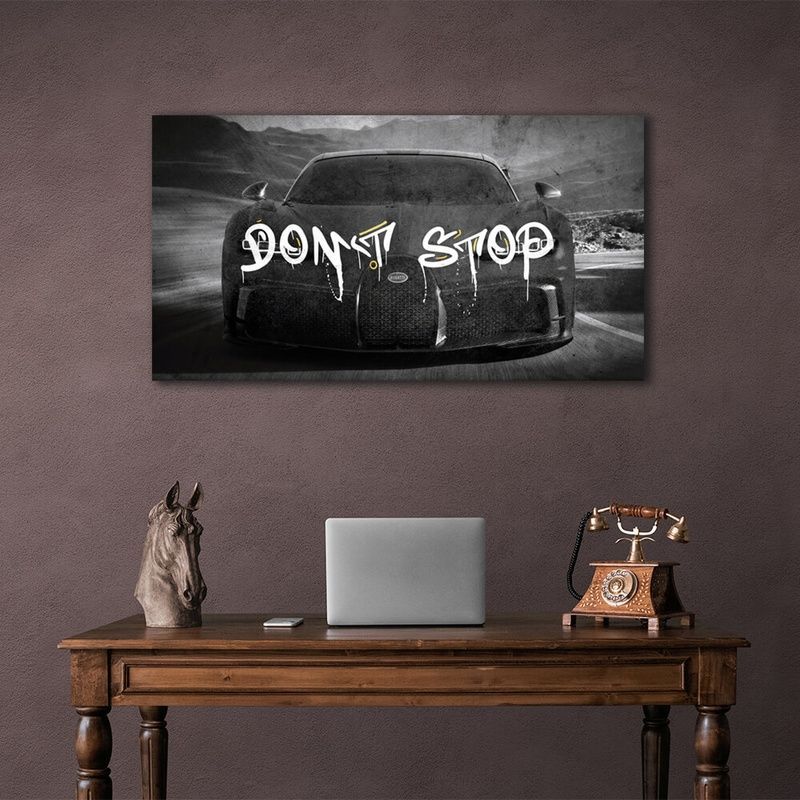 Картина на холсті для мотивації Dont stop Bugatti, 30х60 см, Холст поліестеровий