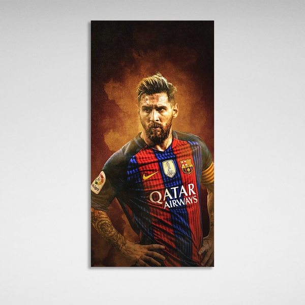 Картина на полотні на стіну Футболіст Ліонель Мессі Барселона, 30х60 см, Холст поліестеровий