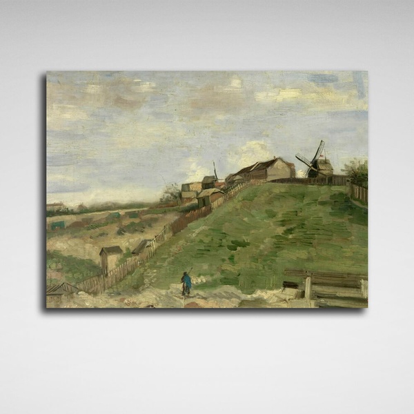 Картина на холсті репродукція Пагорб Монмартр з кам'яним кар'єром Вінсент Ван Гог, 30х40 см, Холст поліестеровий