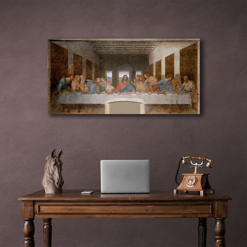 Картина на холсті репродукція Таємна вечеря Леонардо Да Вінчі, 30х60 см, Холст поліестеровий