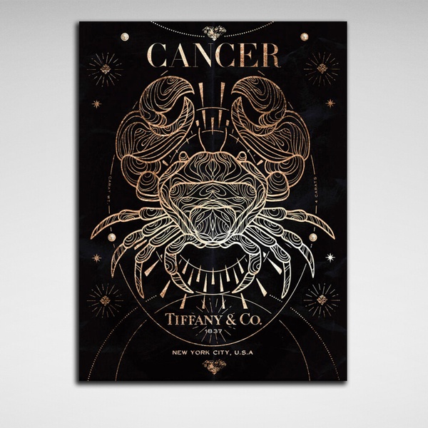 Картина на холсте со знаком зодиака Рак, 30х40 см, Холст полиэстеровый