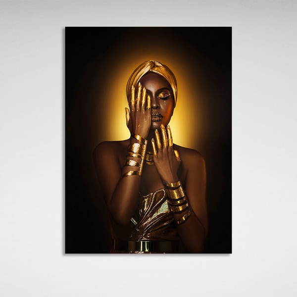 Картина на полотні східна жінка в коричнево-золотих тонах, 30х40 см, Холст поліестеровий
