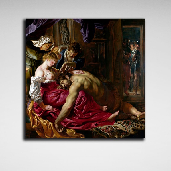 Картина на холсті репродукція Самсон і Даліла Рубенс, 30х30 см, Холст поліестеровий