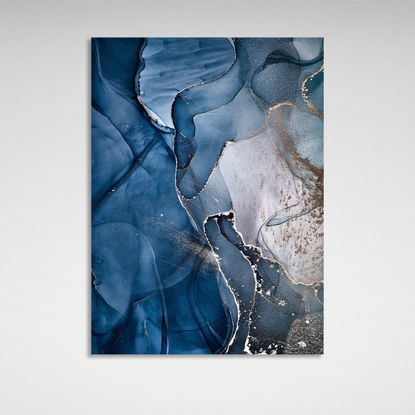Картина на полотні для інтер'єру Абстаракція синьо-блакитна та пісок, 30х40 см, Холст поліестеровий