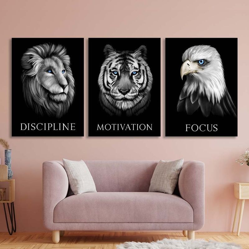 Картина на холсте на стену модульная Discipline. Motivation. Focus 2, 3 части по 30х40 см, Холст полиэстеровый