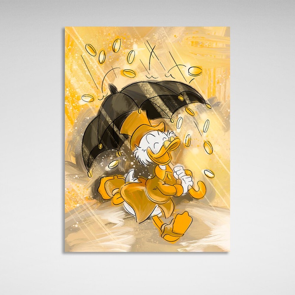 Картина на холсті Скрудж грошовий дощ, 30х40 см, Холст поліестеровий