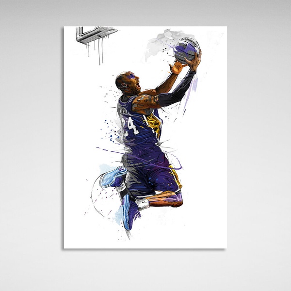Картина на полотні Баскетболіст Лос Анжелес Лейкерс Кобі Брайант, 30х40 см, Холст поліестеровий