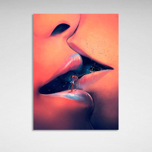 Картина на полотні для спальні поцілунок, 30х40 см, Холст поліестеровий