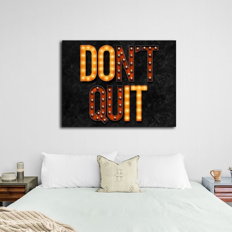 Картина на холсте для мотивации Dont quit light, 30х40 см, Холст полиэстеровый