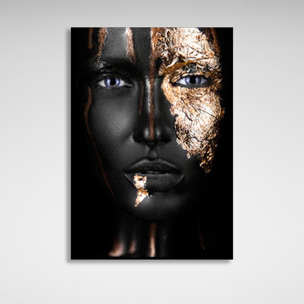 Картина на полотні золотий макіяж на дівчині, 30х40 см, Холст поліестеровий