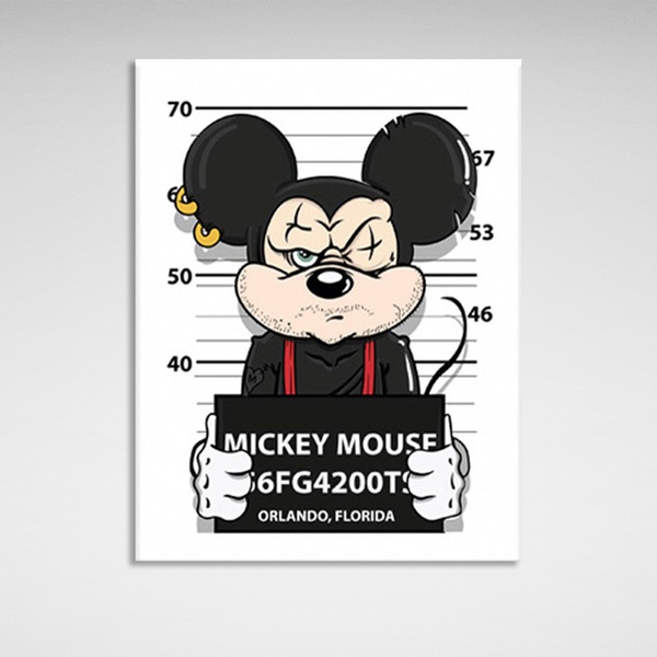 Картина на полотні ув'язнений Міккі Маус, 30х40 см, Холст поліестеровий