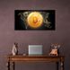 Картина на холсті Золота монета Bitcoin фоні карти, 30х60 см, Холст поліестеровий