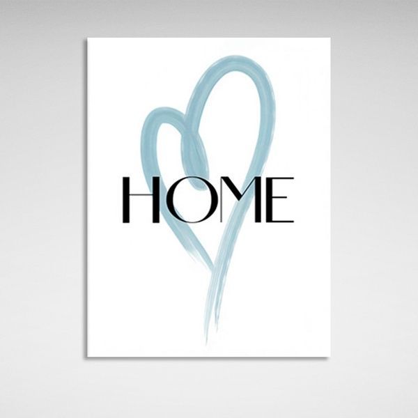Картина на холсте надпись HOME на белом фоне, 30х40 см, Холст полиэстеровый