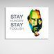 Картина на холсте Стив Джобс на белом фоне с надписью "STAY HUNGRY STAY FOOLISH", 30х45 см, Холст полиэстеровый