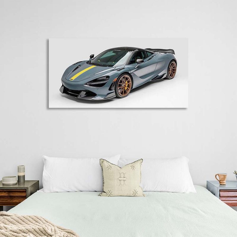 Картина на холсте на стену машина McLaren 720S Silverstone Aero, 30х60 см, Холст полиэстеровый