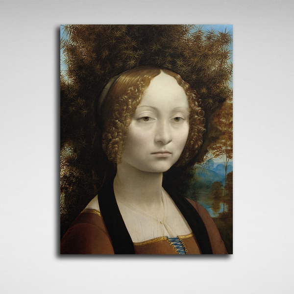 Картина на холсті репродукція Портрет Джиневри де Бенчі Леонардо да Вінчі, 30х40 см, Холст поліестеровий