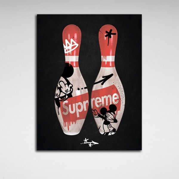 Картина на холсте для дома Bowling pin Mickey, 30х40 см, Холст полиэстеровый