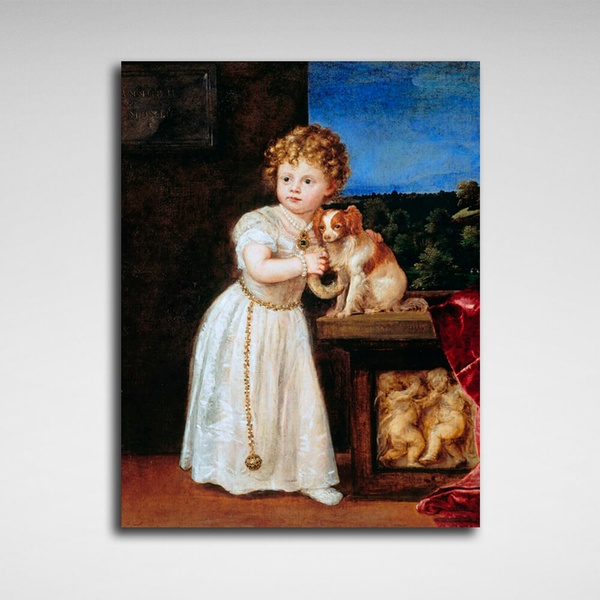 Картина на холсті репродукція Портрет Кларисси Строцці Тіціан, 30х40 см, Холст поліестеровий