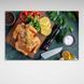Картина на холсте на стену для кухни Курица-гриль с овощами на доске горизонтальная, 30х45 см, Холст полиэстеровый