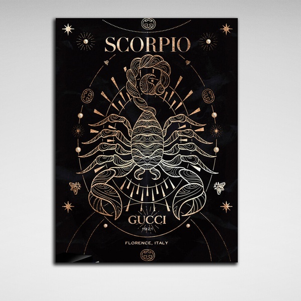 Картина на холсте со знаком зодиака Скорпион, 30х40 см, Холст полиэстеровый