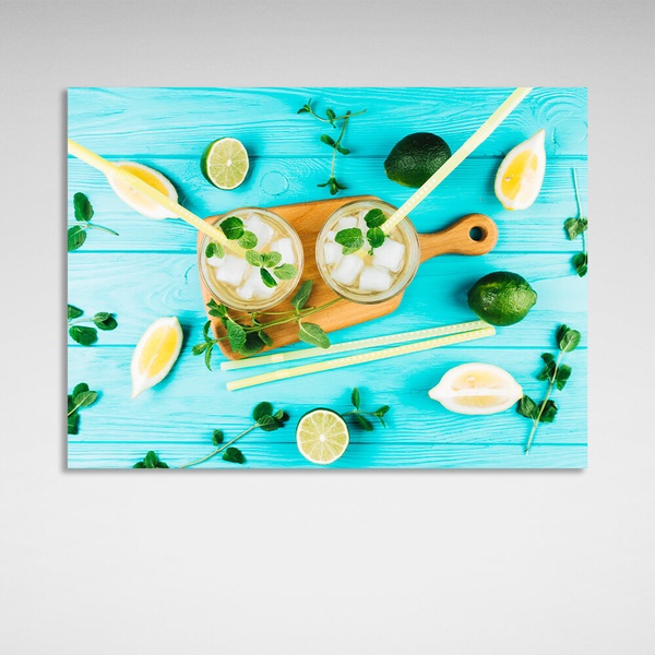 Картина на полотні для кухні Лимонад лимон, лайм, 30х40 см, Холст поліестеровий