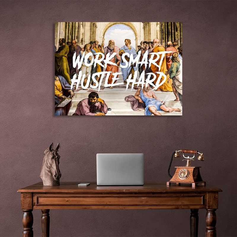 Картина на холсте на стену в офис для мотивации Философы Work smart hustle hard, 30х40 см, Холст полиэстеровый