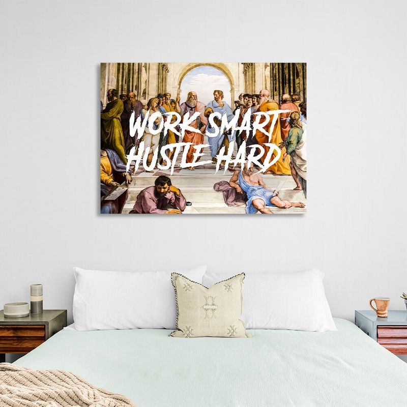 Картина на холсте на стену в офис для мотивации Философы Work smart hustle hard, 30х40 см, Холст полиэстеровый