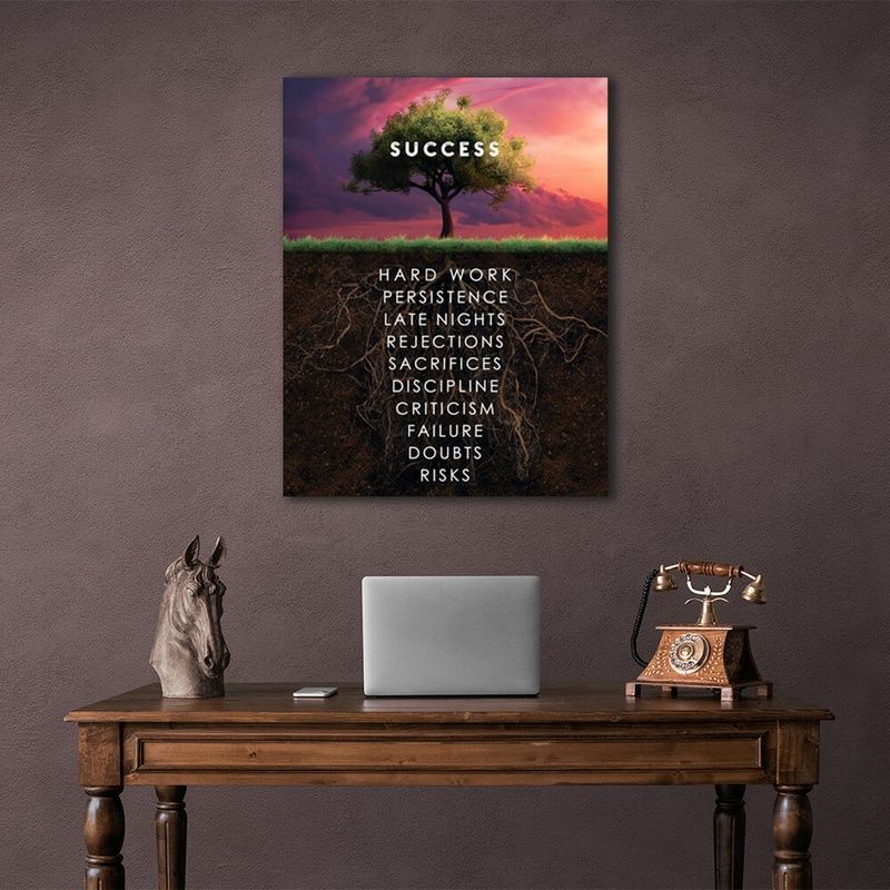 Картина на холсте для мотивации Success tree, 30х40 см, Холст полиэстеровый