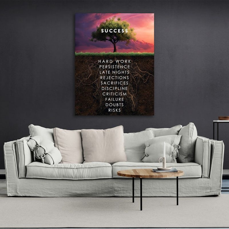 Картина на холсте для мотивации Success tree, 30х40 см, Холст полиэстеровый