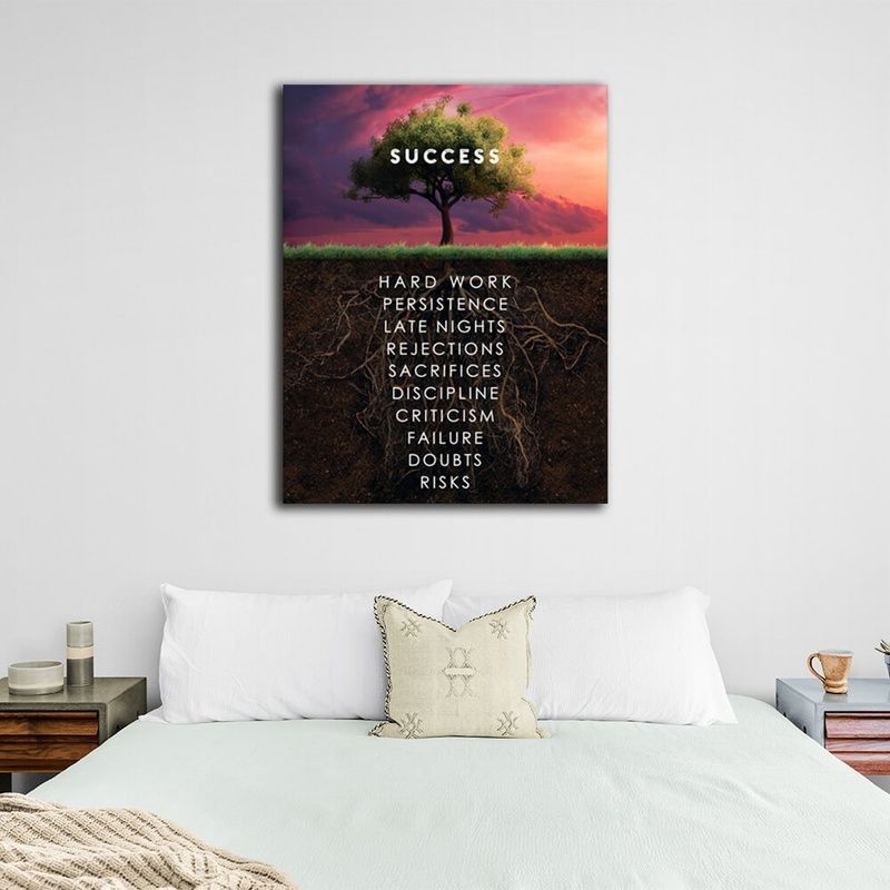 Картина на холсте для мотивации Success tree, 30х40 см, Холст полиэстеровый