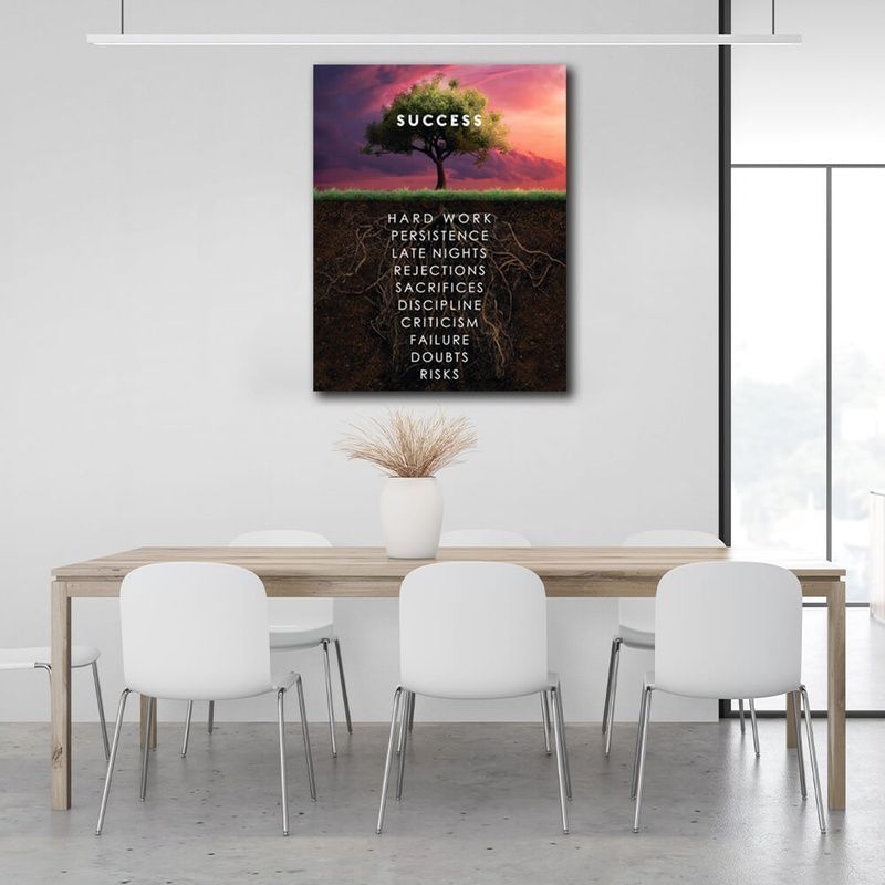 Картина на холсте для мотивации Success tree, 30х40 см, Холст полиэстеровый